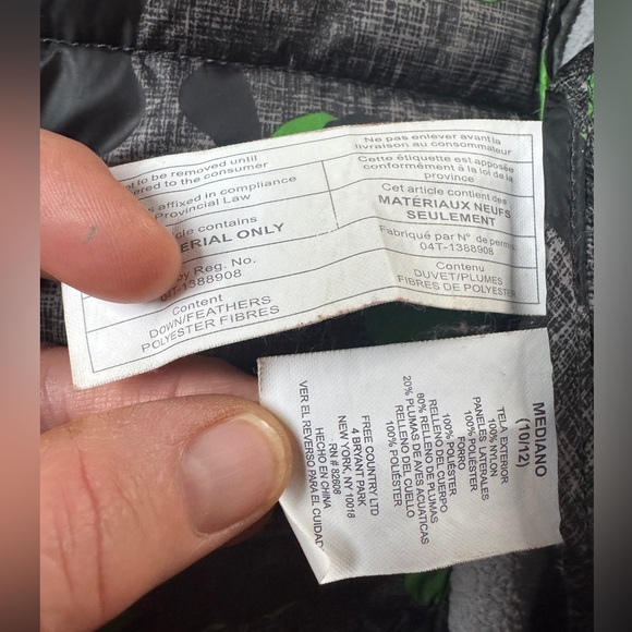 Kids Vest puffy down hybrid Free Country gray green camouflage boys Medium 10/12 - Picture 6 of 7